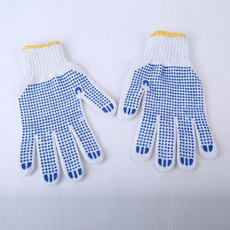 御目 勞保手套 膠手套點(diǎn)膠手套 工業(yè)防護(hù)工廠車間分指手套 白色800g 12雙1打